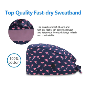 Gorro de trabajo estampado para clínica dental, gorros quirúrgicos, gorros dentales con lazo trasero, unisex, transpirable, con banda absorbente de sudor, bonito. - Product Image 5