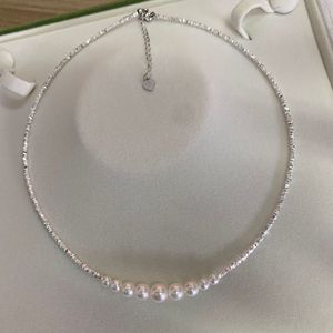 Collar de Cadena de Lujo Ligero de 4-8 mm con Diseño de Cielo Estrellado para Mujer, Plata de Ley, Plata Pura, con Detalles de Perlas - Product Image 2