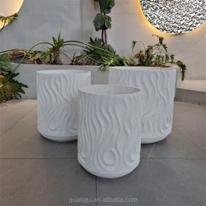 กระถางต้นไม้ปูนซีเมนต์แกะสลักตกแต่งสีขาวคุณภาพสูง เป็นมิตรกับสิ่งแวดล้อม พร้อมรูระบายน้ำ สำหรับปลูกไม้อวบน้ำ สไตล์โมเดิร์น เหมาะสำหรับตั้งโชว์กลางแจ้ง - Product Image 2