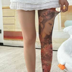 पेनी फूल पैर टैटू स्टॉकिंग ई ओकेओ डिजिटल प्रिंटिंग पुष्प पैटर्न पसीने-शोषक गर्मियों में पतली यूनिसेक्स पेंटिहोज - Product Image 3