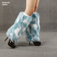 Bottes-chaussettes en fausse fourrure de renard en fibre acrylique pour femmes, longues ou courtes, chauffe-jambes pour spectacles automne/hiver, pour rester au chaud