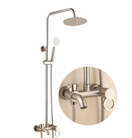 Ensemble de douche mural chromé de luxe léger transfrontalier pour salle de bain à usage domestique haute pression