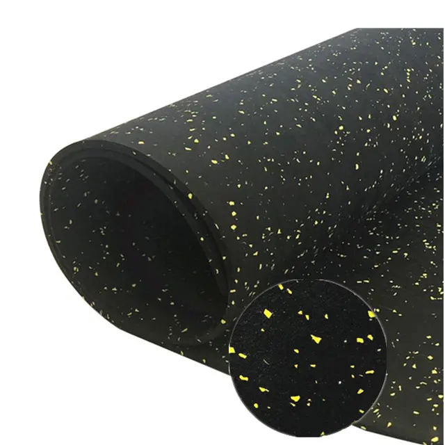 Rollo de baldosas de goma para gimnasio, color negro, superventas