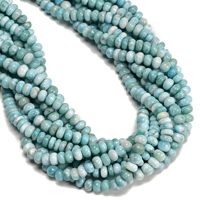 Perles de pierres précieuses naturelles Larimar lisses en forme de rondelle, 4x6mm, 4-5x6-7mm, 4-5x7mm, 4-5x8mm, pour la fabrication de bijoux DIY, vente en gros