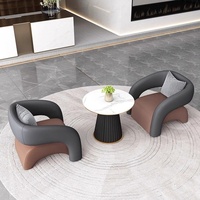 Fauteuil d'appoint de luxe nordique pour salon, cadre en bois, simili cuir, coussin, utilisation en appartement et en hôtel