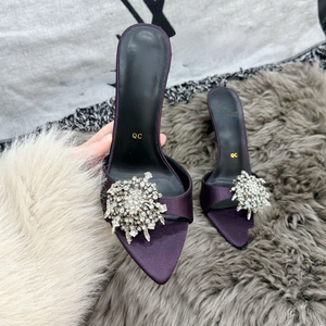 8CM Trendy Shiny Gold Summer Fashion Slipper Open Toe Gold Fashion <b>Heels</b> for Women - Product Image 4