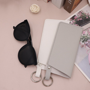 Hot-selling PU leather eyeglass case with <b>spring</b> ring, eyeglass pouch, eyeglass <b>clip</b>, dustproof, scratch-resistant, portable - Product Image 4