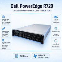 Serveur Dell R720 2U en rack, double socket, 24 DIMM DDR3, PCIe 3.0 NVMe pour la virtualisation, les applications d'entreprise et le stockage