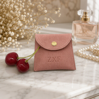 Pochette à bijoux en microfibre suédée de qualité supérieure ZXF 4 pouces x 4 pouces avec boîte et carte intérieure