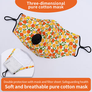 High Quality Breathable Pure Cotton Wholesale washable 100% Cotton Mask orange Reusable <strong>Nose</strong> Clip Filter Pocket OEM/ODM - Product Image 1