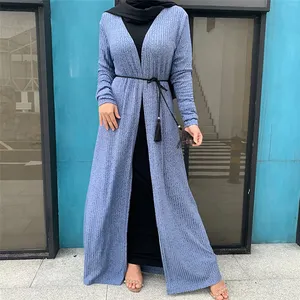 Custom OEM Knitted Maxi Long Coat Muslim Cardigan Winter Clothing Oversize Modest Sweaters For Women