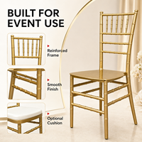 Chaise de mariage Chiavari Ergonovapro en fer pour banquets, événements, hôtels, salles à manger, réceptions, coussin doré, argenté, blanc, OEM, extérieur