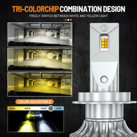 Ampoules de phare LED intelligentes HYNBYZJ Factory 140W M10 contrôlées par application, tricolores H4/H7/H1/H11/9005/9006/9012 universelles, couleur 6000K