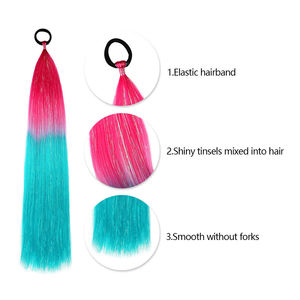 วิกผมผู้หญิงแบบใหม่ <span class=keywords><strong>ทรง</strong></span>หางม้า<span class=keywords><strong>ยาว</strong></span>เส้นเดียว ประดับด้วยเส้นลวดสีทองเลเซอร์ สำหรับสาวเซ็กซี่ วิกผมสังเคราะห์ DIY ถักเปียหลากสีด้วยเครื่องจักร - Product Image 5