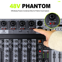 Consola de Mezclas Estéreo Mini ELM E6 de 6 Canales con Interfaz USB, 99 Controladores DSP, Construcción Metálica y Voltaje Universal