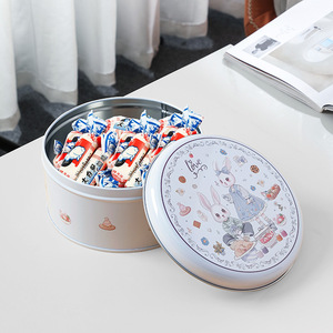 Tinh Tế Thỏ Trắng Tin Kẹo Hộp Vòng <span class=keywords><strong>Jar</strong></span> <span class=keywords><strong>Cookie</strong></span> Tinplate Snack/Pho Mát/Bé Thực Phẩm Container Cho Sô Cô La Đường Lưu Trữ - Product Image 4