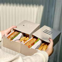 Boîtes en papier écologiques de qualité alimentaire pour hot-dogs, crêpes, desserts, snacks, pizzas, sliders et sandwichs, pour boulangeries.