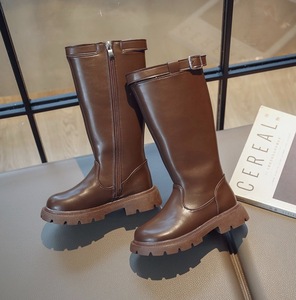 Bottes de printemps pour filles, bottes en cuir à tige haute, chaussures à fermeture éclair pour enfants, chaussures mi-mollet, chaussures d'hiver pour bébés filles - Product Image 5