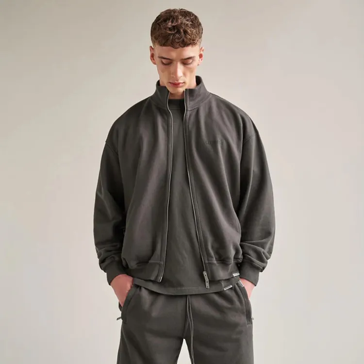 Decheng – sweat-shirt personnalisable en coton, unisexe, sweat-shirt à capuche en métal, Zip Up, gris, marron, Streetwear