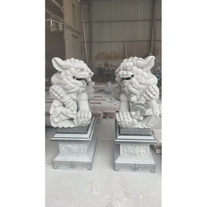 Venta al por mayor de alta calidad de piedra de granito natural tallada escultura grande grandes estatuas de León chino 108 cm León chino dinero León - Product Image 3
