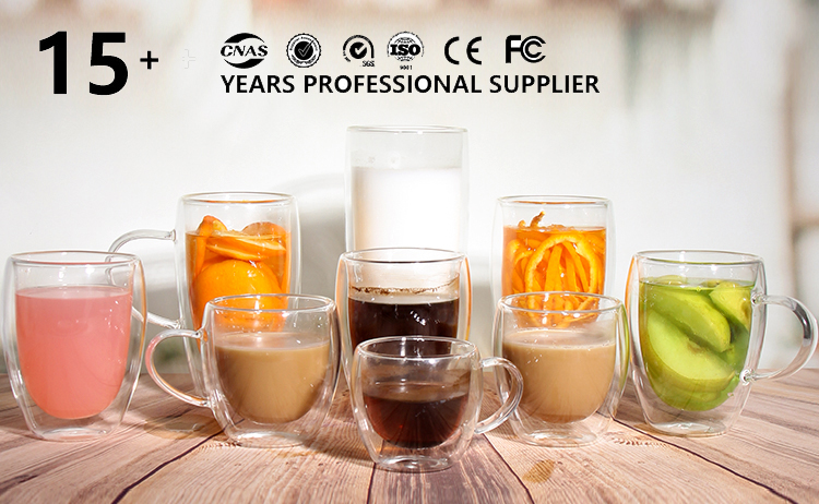 250ml High Borosilicate Double Wall Glass Mug for Coffee