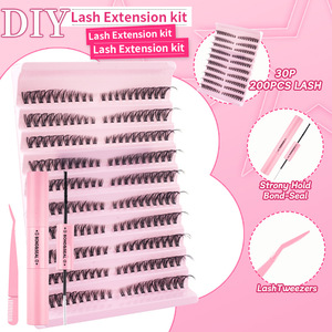 Vente en gros <span class=keywords><strong>de</strong></span> kits d'extensions <span class=keywords><strong>de</strong></span> cils DIY, cils en grappes, imperméables, 180 pièces, cils en grappes volumineux et vaporeux, livret <span class=keywords><strong>de</strong></span> cils - Product Image 3