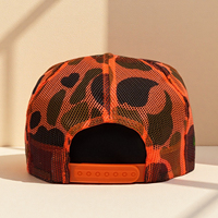 Esqueletos de baile personalizados, gorras de béisbol naranjas de espuma bordadas, gorras de conductor de camión de malla transpirable con calavera de Halloween de camuflaje