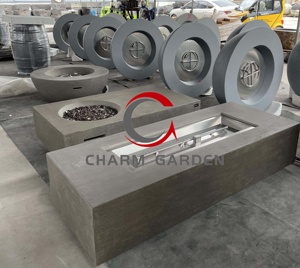 Big Size Stainless Steel <strong>Outdoor</strong> Linear <strong>Fire</strong> Pit Burner Original Concrete Gray Rectangle <strong>Fire</strong> <strong>Table</strong> - Product Image 6