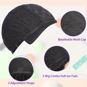 Perruques courtes afro crépues bouclées de 4 pouces, cheveux noirs naturels, faux locs tressés, crochet en fibre synthétique, perruques en cheveux humains pour femmes noires - Product Image 6