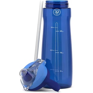 Bouteille en plastique PP sans BPA Bearf avec logo personnalisé, grande capacité, paille intégrée, bouchon articulé anti-fuite, écologique et réutilisable - Product Image 1