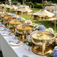 Chauffe-Plat de Luxe 9L à Alcool pour Mariages et Événements, Maintien au Chaud 60-80°C, pour Buffets et Autres Fournitures Hôtelières