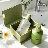 Botol Lotion Kaca Hijau Mewah 300ml Wadah Pompa Lotion Kustom Kemasan Botol Kosmetik Sampo Sabun Mandi Pabrik Grosir