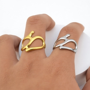 New Exquisite Niche Design Stainless Steel Gold Silver Plated Simple Ring Fashionable Unisex's Geometric Rings Wholesale Jewelry - Product Image 1