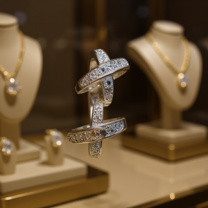 Anello Cocktail L-1 Nesia Cross in Acciaio Inossidabile Placcato Rodio con Micro Pavé di Diamanti, Anello Unisex Moderno per Matrimonio e Moda - Product Image 2