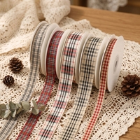 Ruban écologique en polyester recyclé à carreaux, ruban personnalisé imprimé à carreaux pour emballage de boîte cadeau, ruban de fête