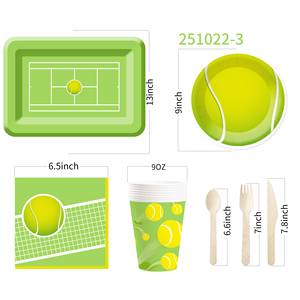 DAMAI - Juego de Vajilla Desechable de Papel con Diseño Deportivo de Tenis para Fiesta de Cumpleaños, Platos, Servilletas y Vasos para Niños - Product Image 5