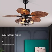 Ventilateur de plafond intelligent à cinq pales de style américain avec variateur de fréquence et lumière intégrée pour salon et salle à manger CT58 en fer