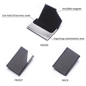 Porte-cartes nominatives en cuir PU prêt à expédier avec logo laser personnalisé étui en métal pour passeport - Product Image 2