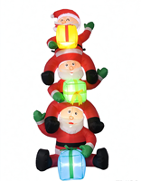 Père Noël gonflable de 1,80 m de haut, empilé sur trois niveaux, décoration de Noël, lumière LED, polyester