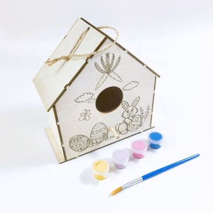 לא צבועים מלאכה לא צבועים מעור ציפור עץ בית לציפור לילדים קישוט חינוכי - Product Image 3