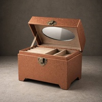 Boîte à bijoux artisanale sur mesure de forme irrégulière à deux niveaux avec plateau amovible, étui de rangement en papier de luxe pour bagues en velours, cadeaux