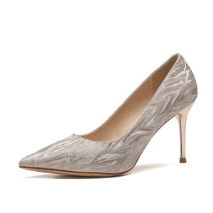 Zapatos de tacón de aguja con punta brillante para novia, zapatos de boda de tacón alto para mujer, tendencia de moda, color sólido, forro de satén - Product Image 5