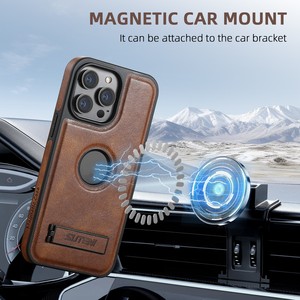 Productos más populares Funda de teléfono TPU PU Cuero Hueco Carga inalámbrica Contraportada a prueba de golpes para iPhone 16 15 14 Con soporte - Product Image 4