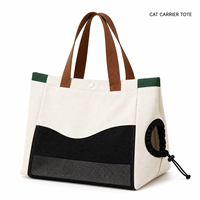 Sac de transport en tissu élégant, léger et portable pour chats et chiens ; un sac à main chic et minimaliste avec fermeture à bouton.