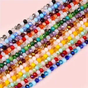 Factory direct sale decorations making diy jewelry accessories multi coloured faceted crystal glass rondelle beads