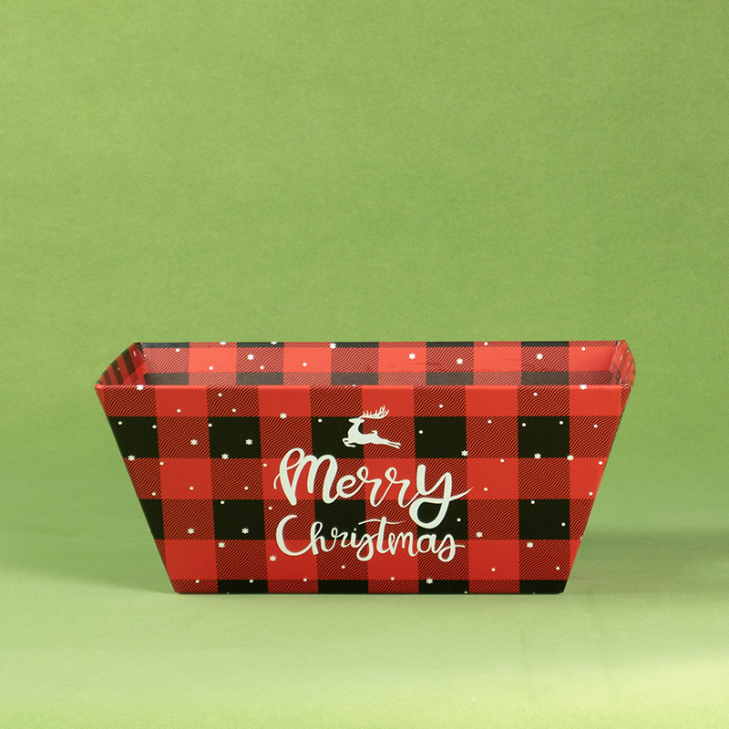 Red and black check christmas trapezoidal box