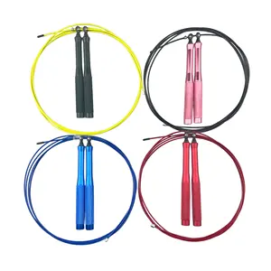 Custom Logo Metal Aluminum Long Handle Skipping Rope Weight Loss Adjustable Fast Speed Jump Rope For Fitness