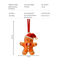 Adorno Navideño Personalizado de Hombre de Jengibre en Aleación de Zinc con Diamantes de Imitación y Esmalte para Colgar en el Árbol de Navidad
