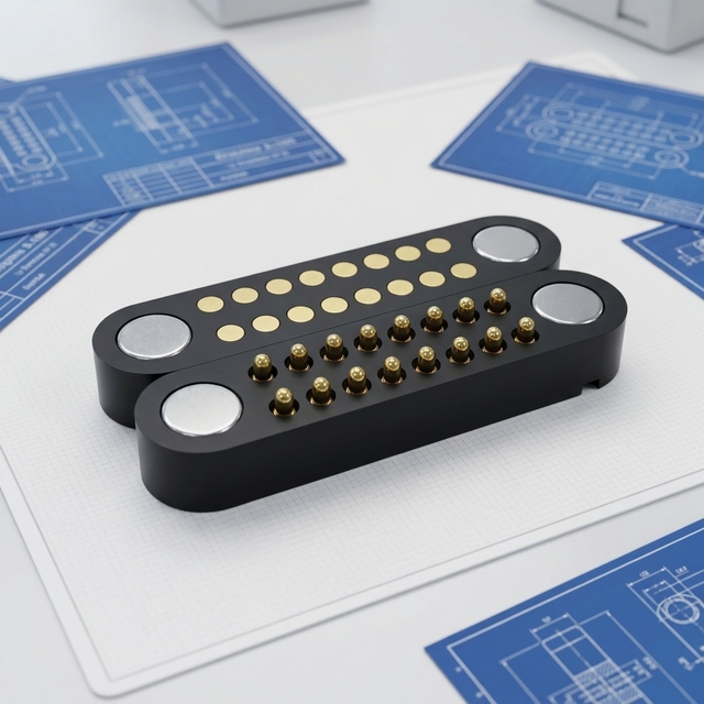 Oval 16-Pin Magnetic Pogo Pin Connector Spring-Loaded Magnetic Contact Connector for Smart Devices Environmental Protection