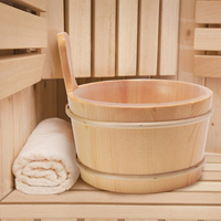 Juego Moderno de Cubo y Cucharón de Madera Maciza con Capacidad de 12L, Ecológico para Baños de Vapor Interiores/Exteriores y Saunas